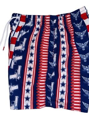 Retro Men's Patriotic Red White & Blue Swim/Board Shorts